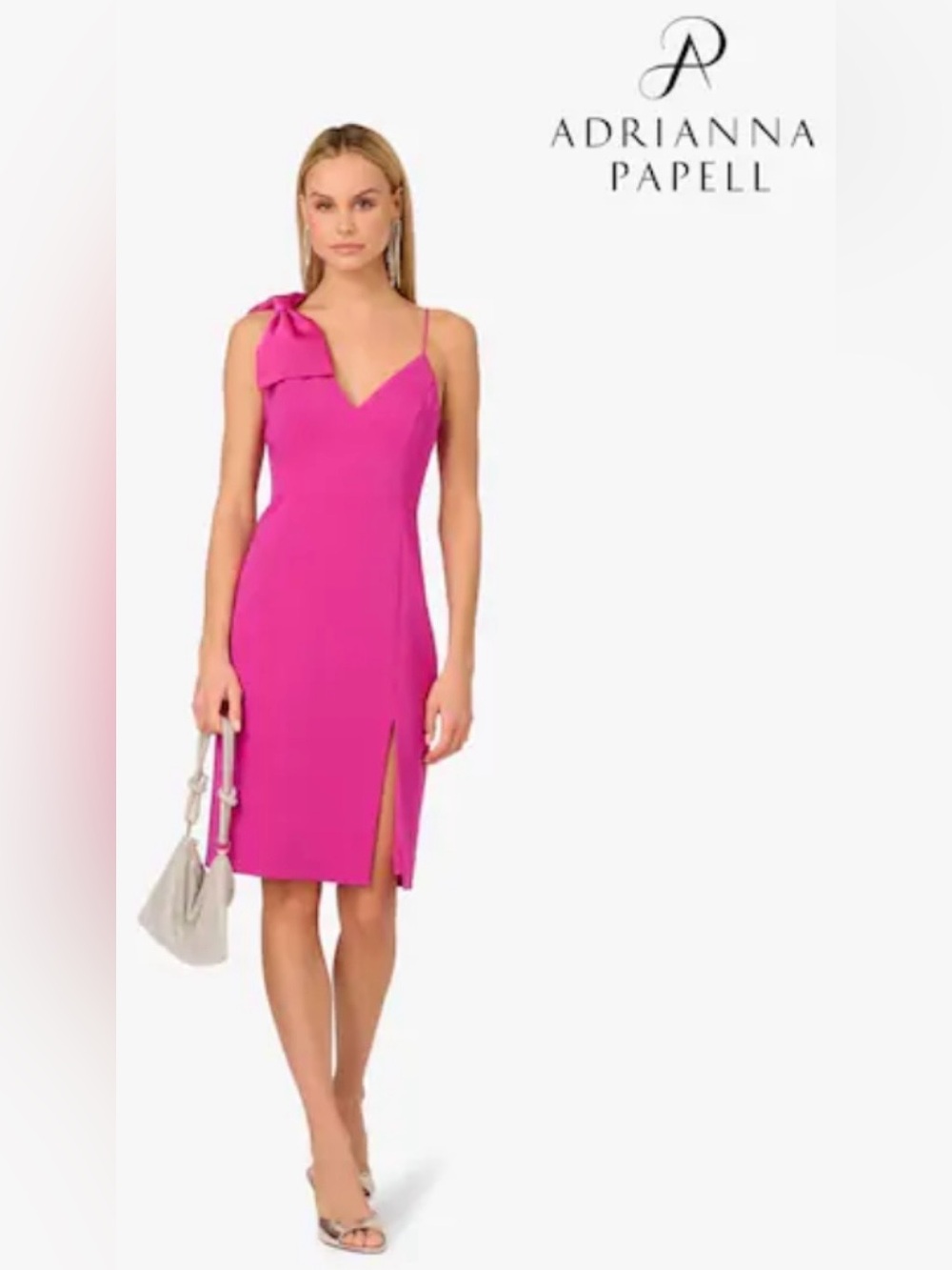 NWT Adrianna Papell Magenta stretch crepe sheath dress size 8 - Picture 2 of 7